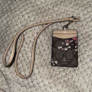 Id Lanyard In Signature Canvas With Evergreen Floral Print